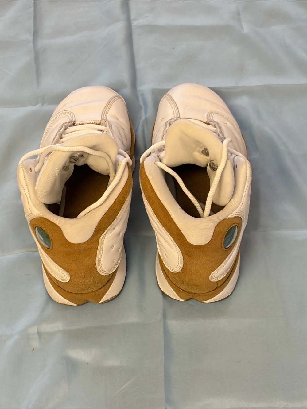Jordan Men's White and Tan High-Top Basketball Sneakers